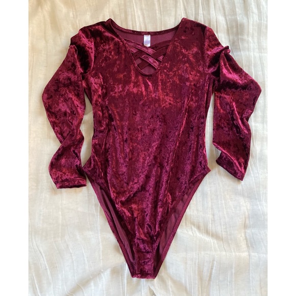 No Boundaries Tops - NoBo crushed velvet bodysuit